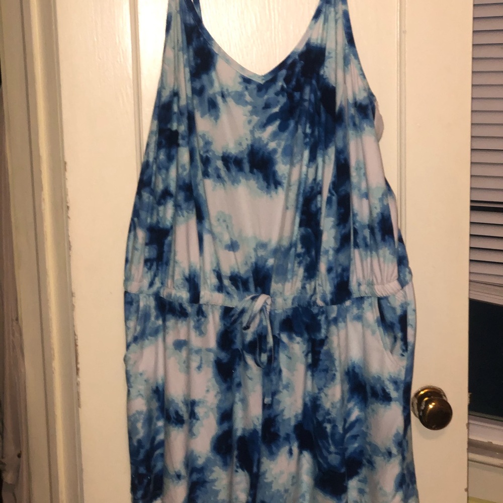 Blue tie dye romper
